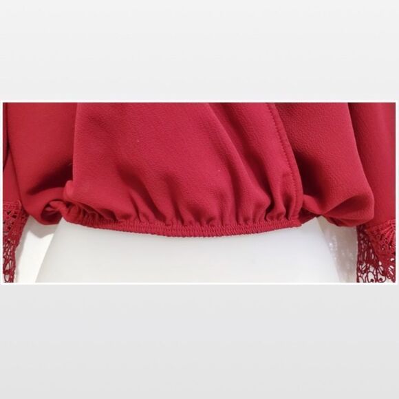 Y2K Charlotte Russe Small Red Chiffon Crop Trend Top - Picture 8 of 16